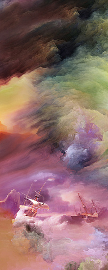 Рулонные шторы с рисунком живописи Divino DelDecor Термо-Блэкаут Мини MRB-0148